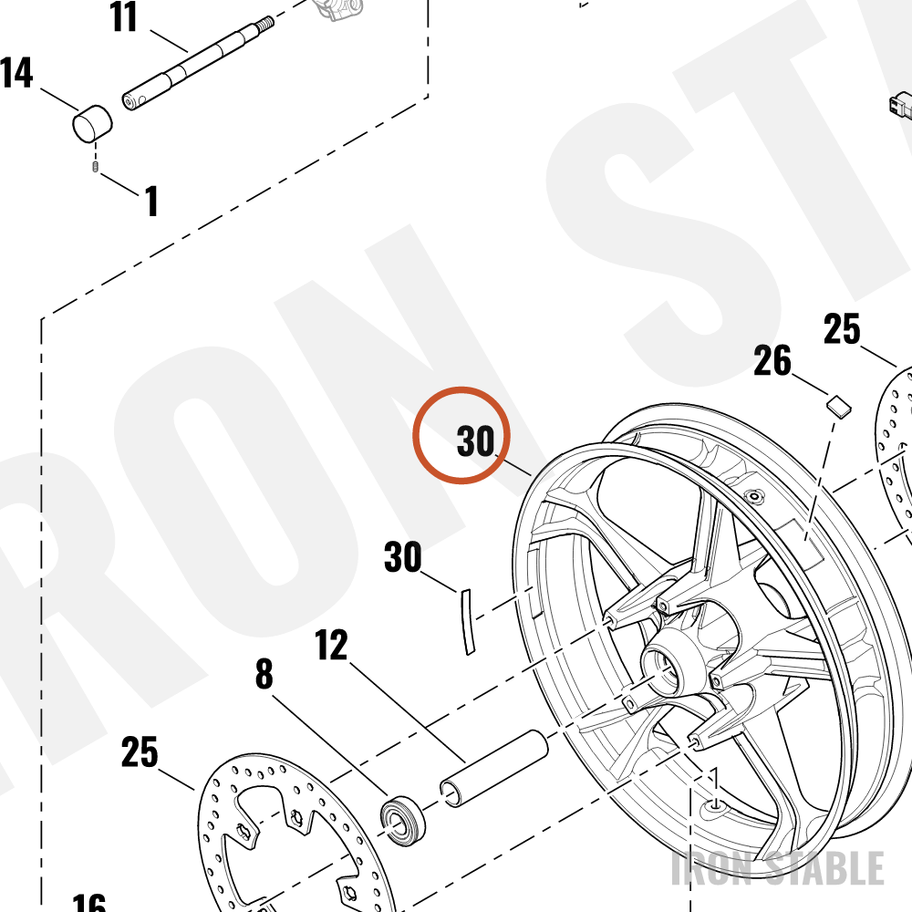 Harley-Davidson Whl Assembly, Fr, S/5spk, Gblk/Smk Sa