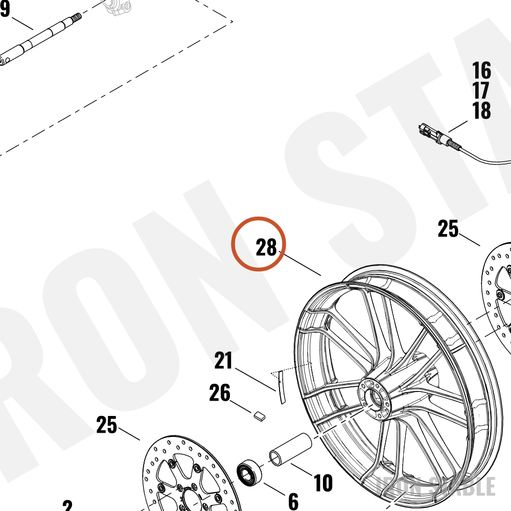 Harley-Davidson Whl Assembly, Fr, S/7spk, Smk Satin, 2