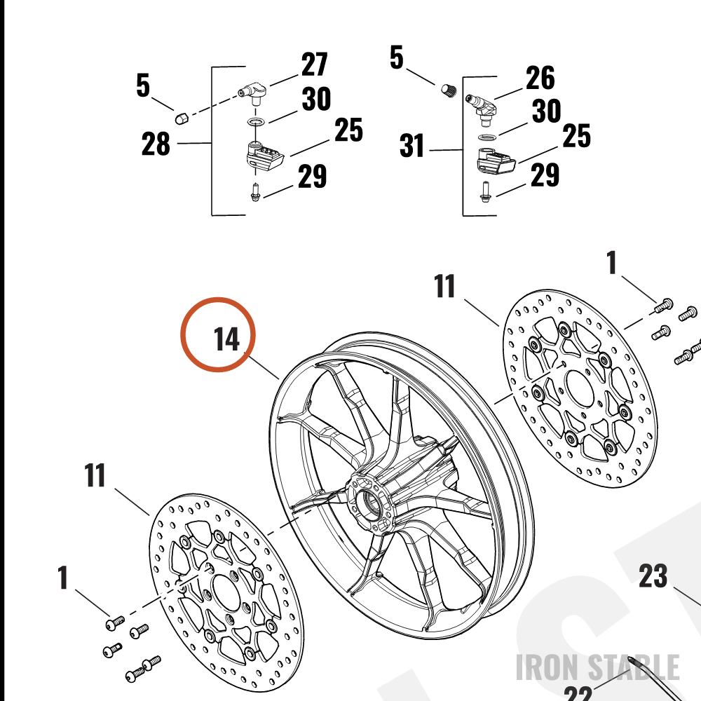 Harley-Davidson Whl, Fr, 9spk, Blk, 16x3