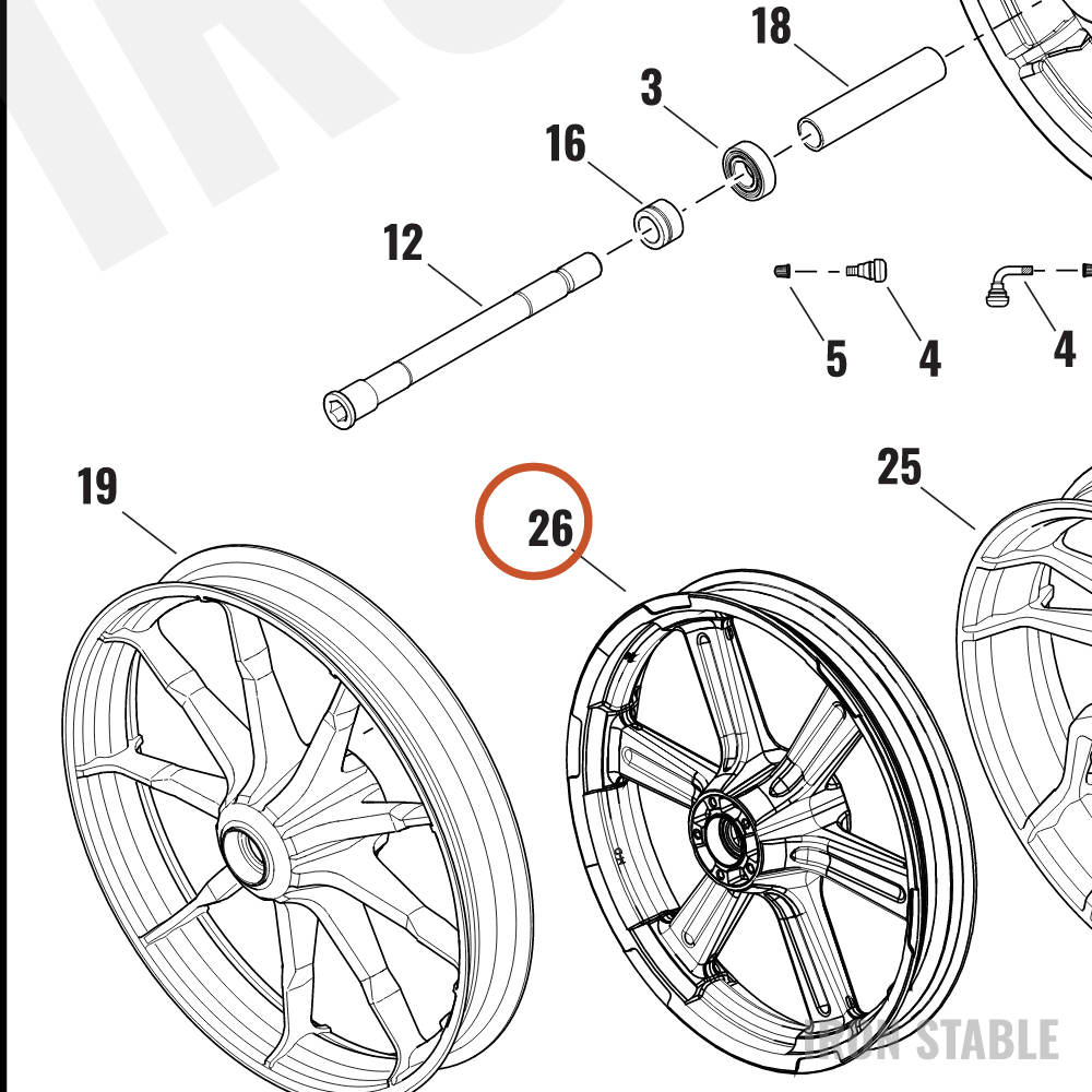 Harley-Davidson Whl, Fr, 6 Spk, Sil, 19x2.5