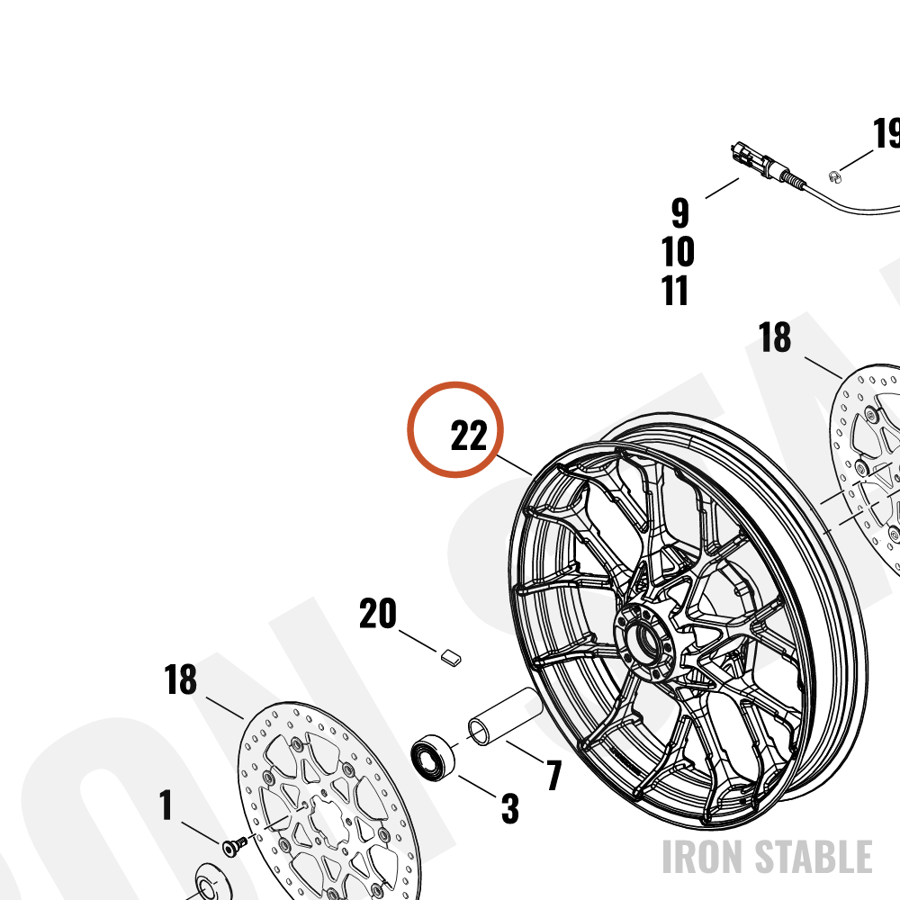 Harley-Davidson Whl, Fr, S/7spk, Slr/Cc, Med, 19x3.