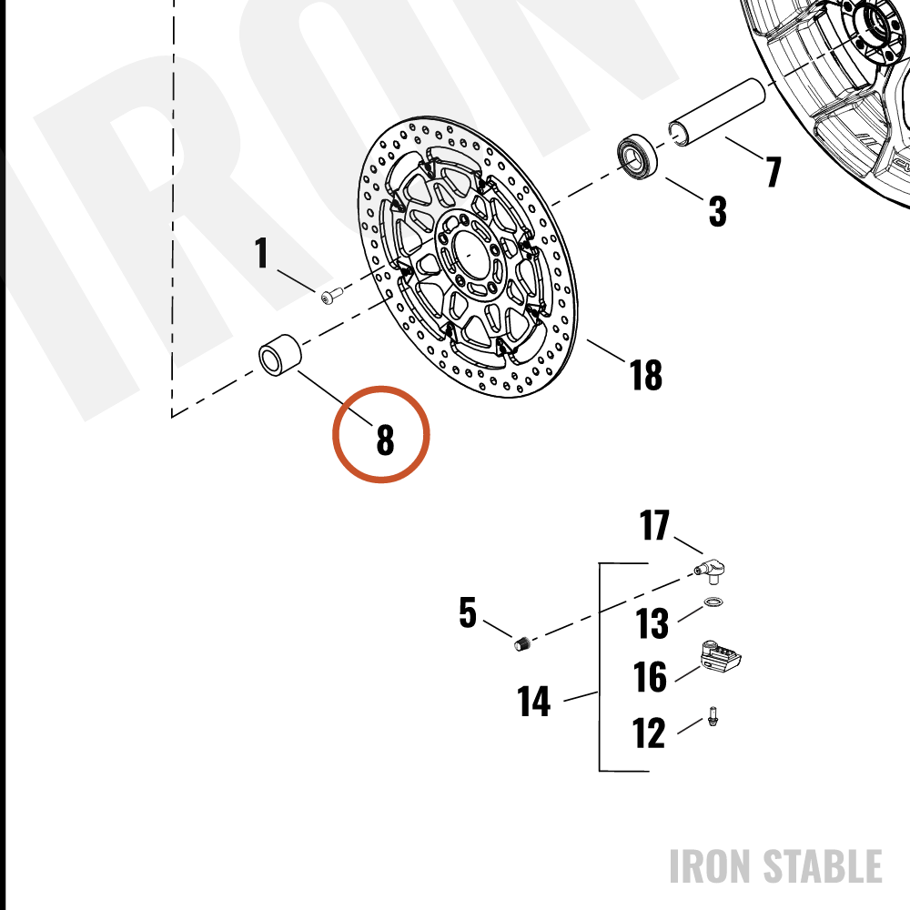Harley-Davidson Spacer, Fr Whl Bearing, 131rr