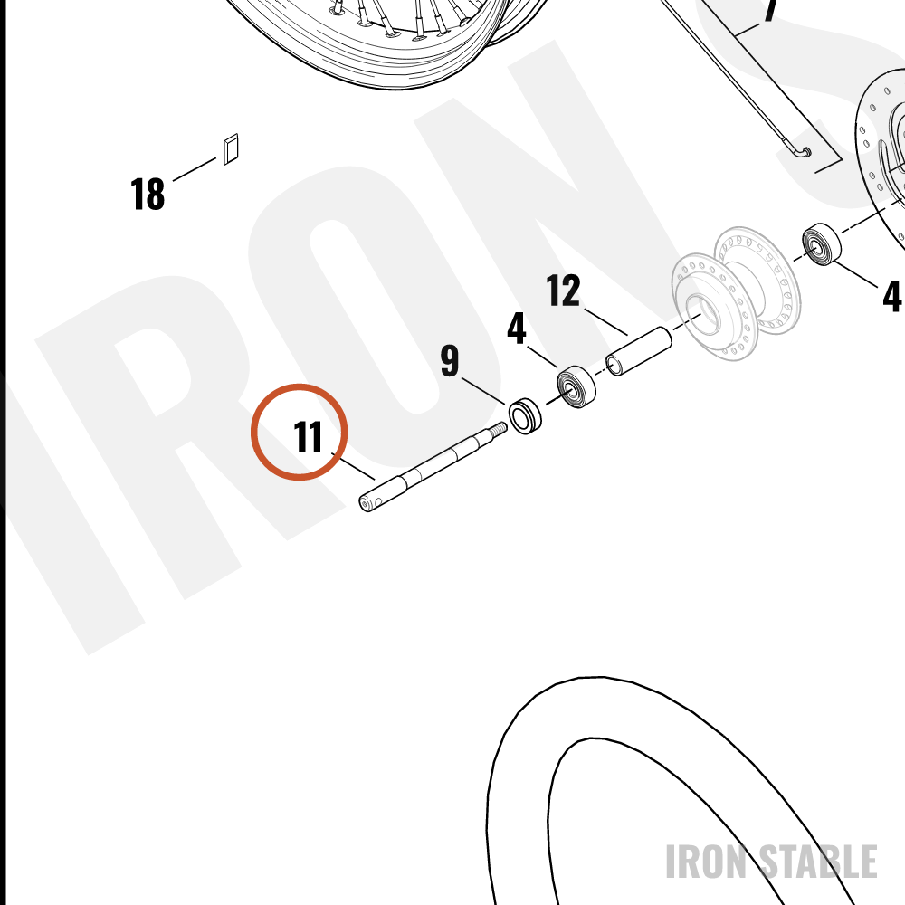 Harley-Davidson Axle, Front, Hollow