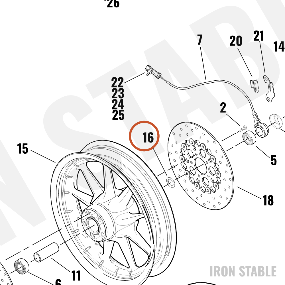 Harley-Davidson Spacer, Front, Whl Brng