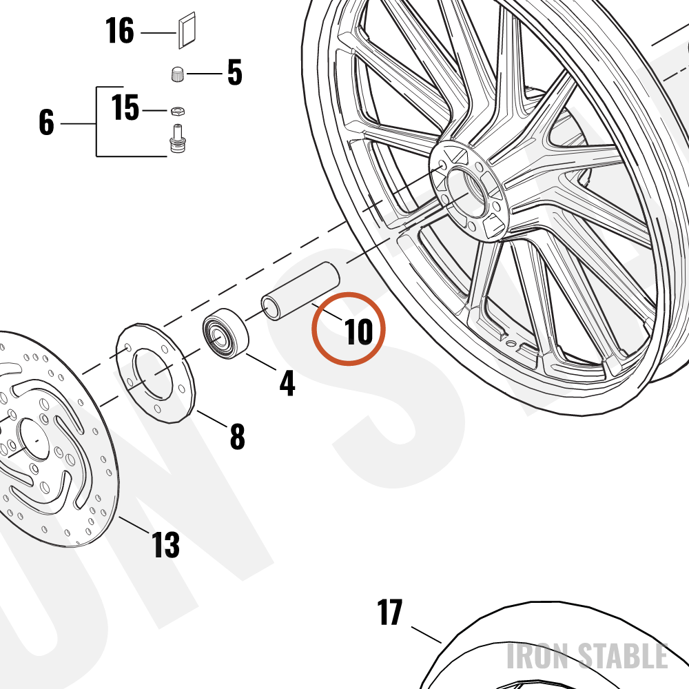 Harley-Davidson Spacer, Fr Whl Bearing, X