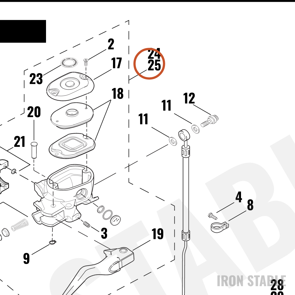 Harley-Davidson Master Cylinder, Single, Front