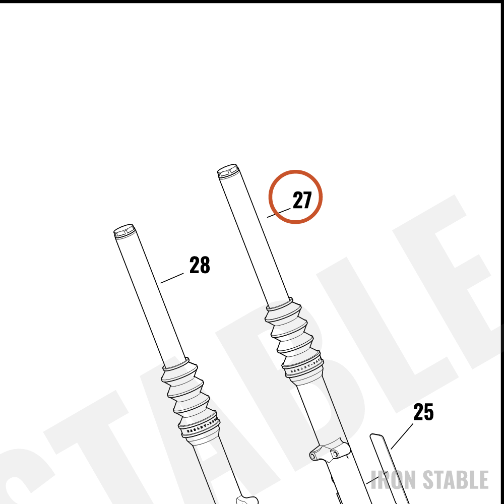 Harley-Davidson Fork Assembly, Std, Lh, Buffed, Gblk, 39
