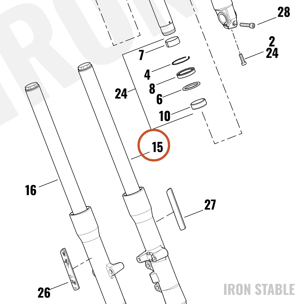 Harley-Davidson Fork Assembly, Std, Lh, Polish, Clr, 41.