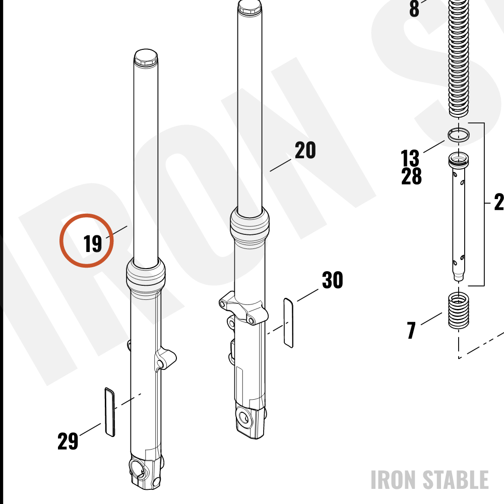 Harley-Davidson Fork Assembly, Rh