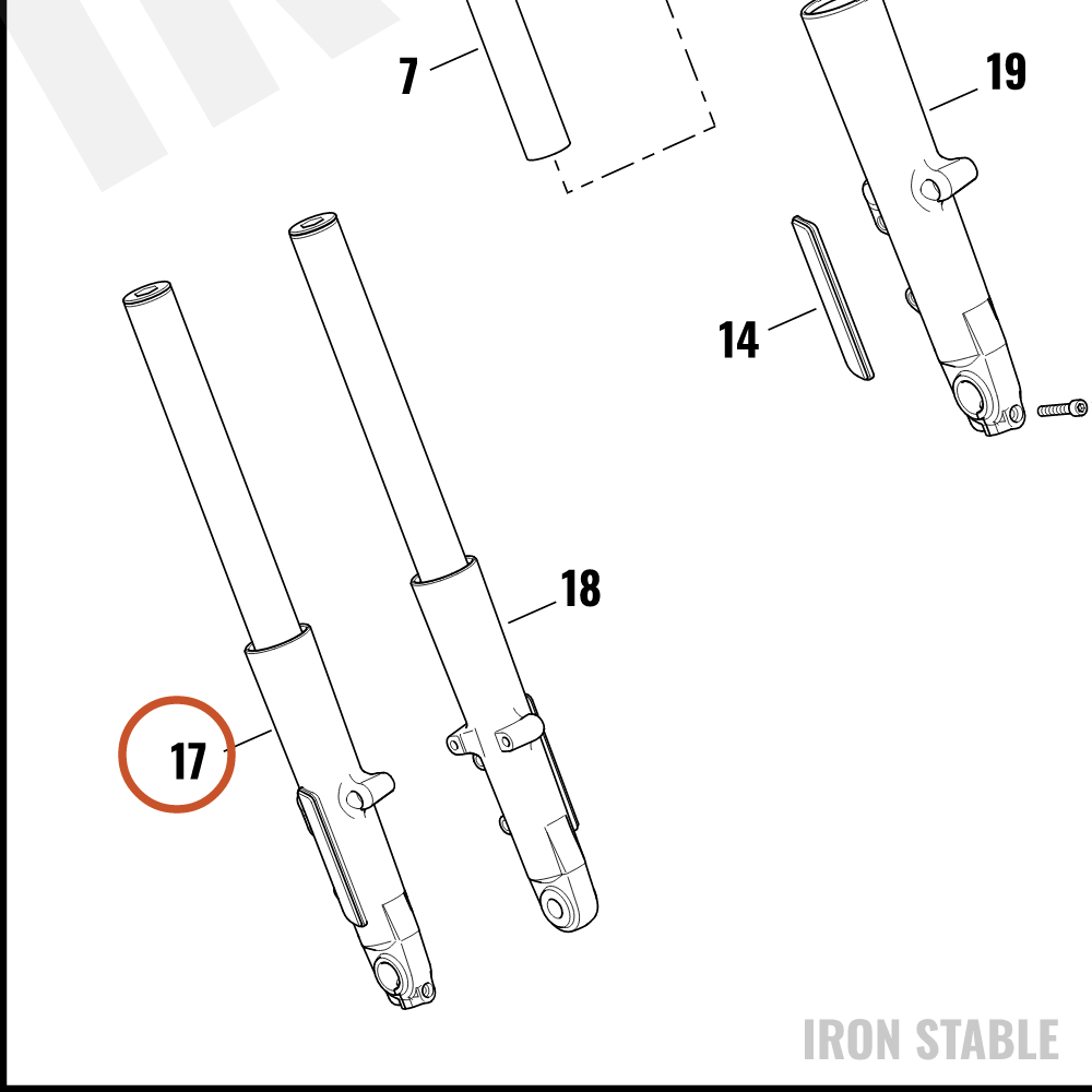 Harley-Davidson Fork Assembly, Std, Rh, Buffed, Clr, 49m