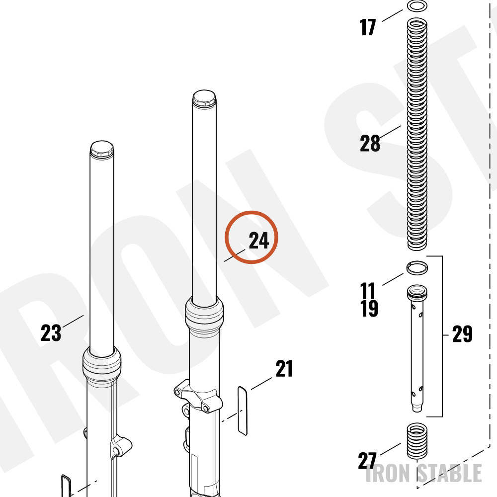 Harley-Davidson Fork Assembly, Std, Lh, Polish, Clr, 39m
