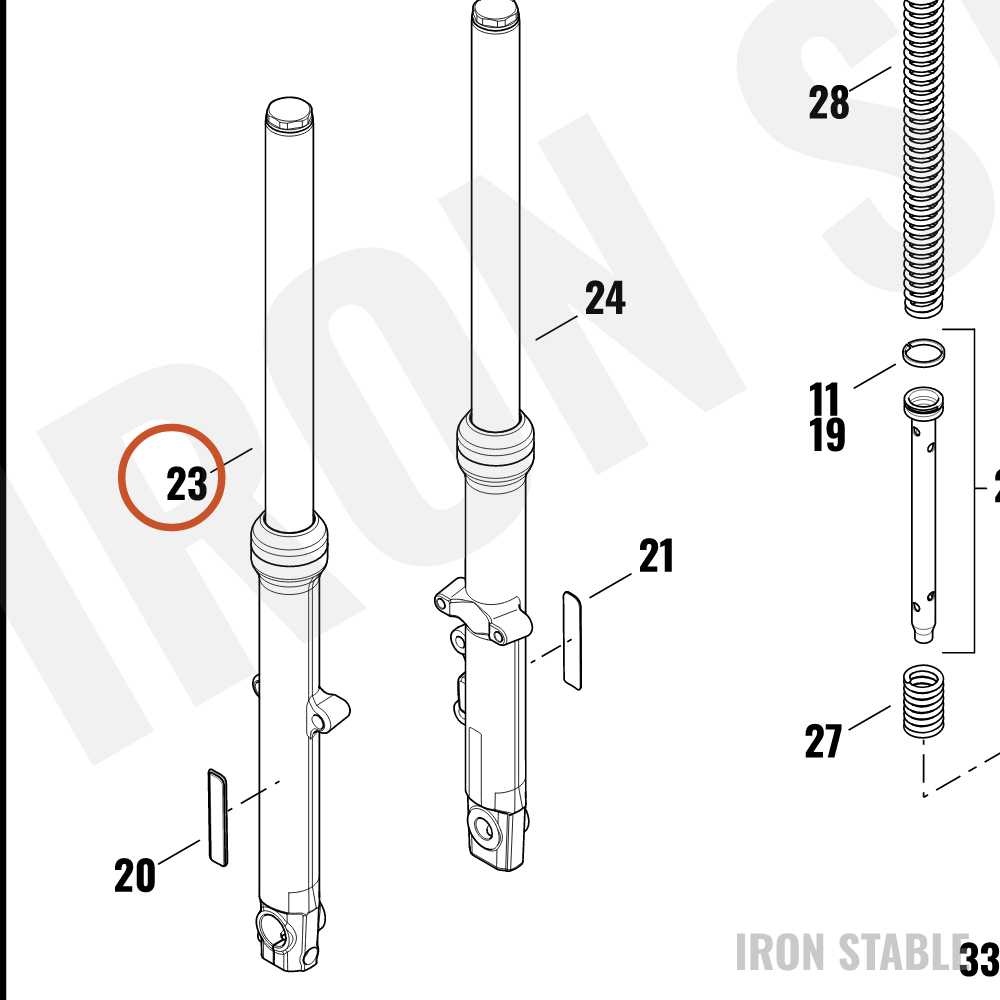 Harley-Davidson Fork Assembly, Std, Rh, Polish, Clr, 39m