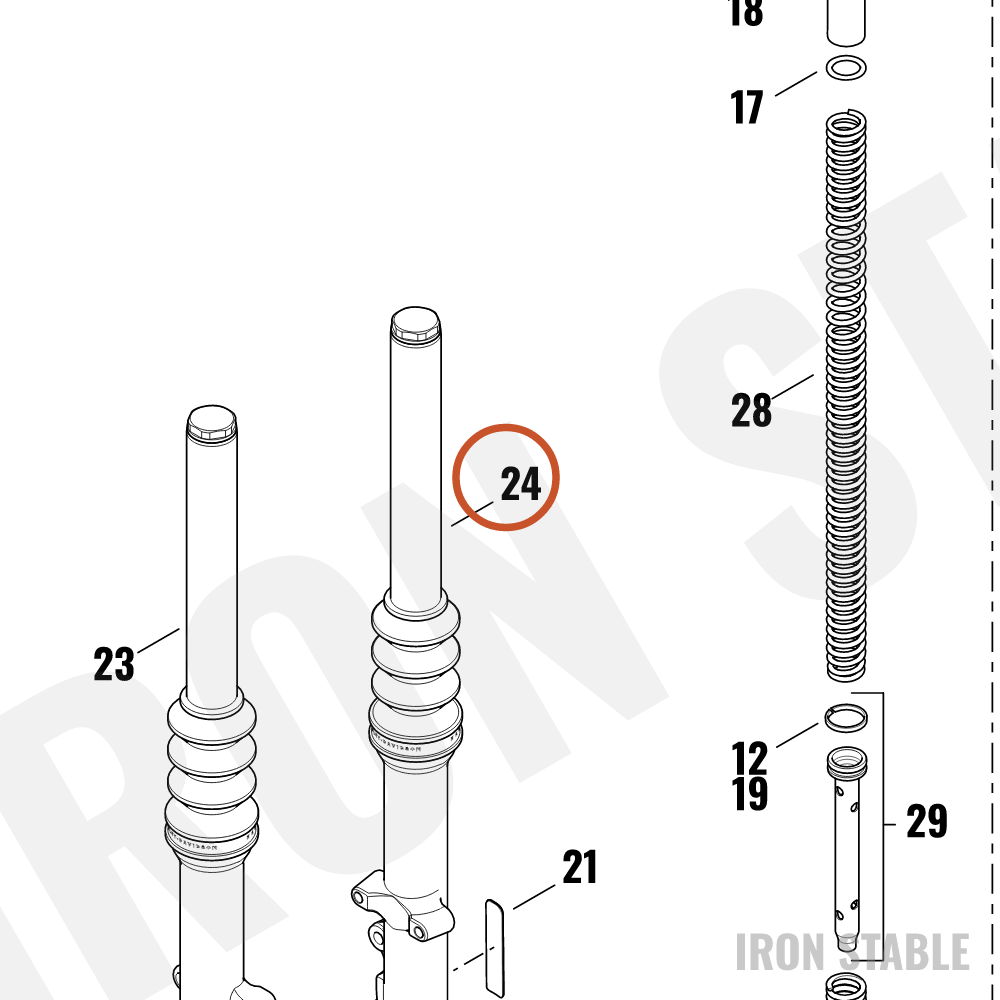 Harley-Davidson Fork Assembly, Std, Lh, Buffed, Gblk, 39