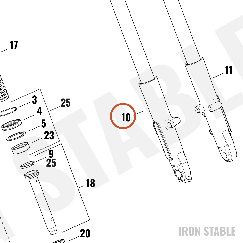 Harley-Davidson Fork Assembly, Std, Rh, Buffed, Clr, 49m