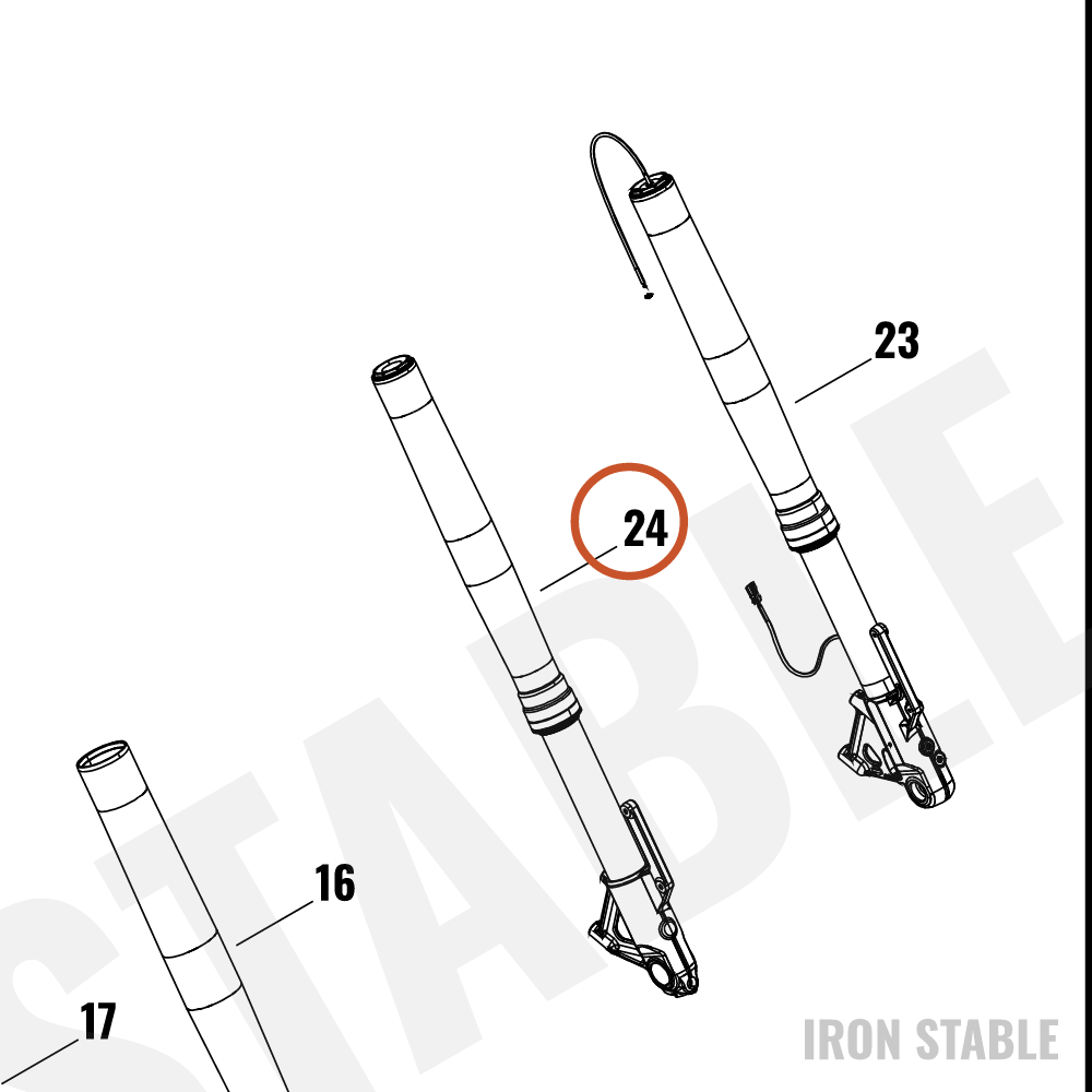 Harley-Davidson Fork, Fr Tlscp, Rh, 47mm, Inv, Semi