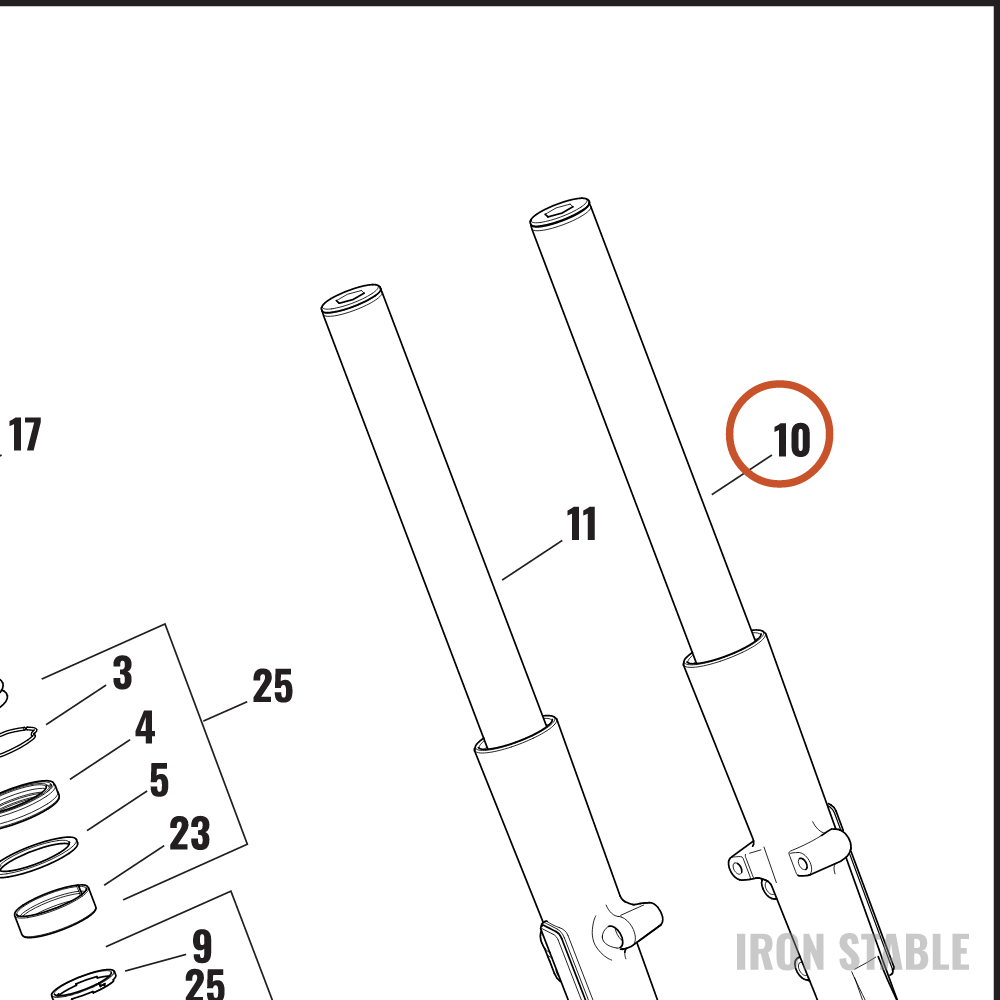 Harley-Davidson Fork, Fr Tlscp, Assembly, Std, Lh, Blac