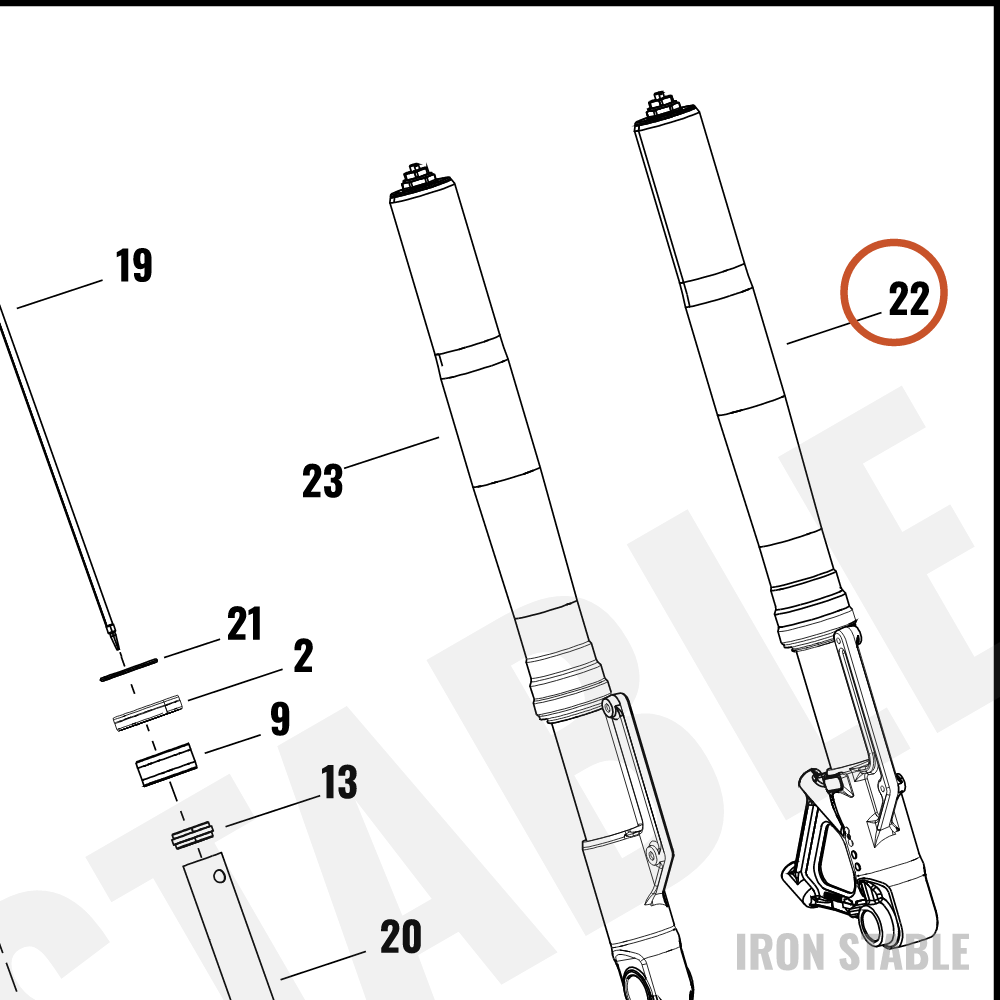 Harley-Davidson Fork, Fr Tlscp, Lh, 43mm, Inv