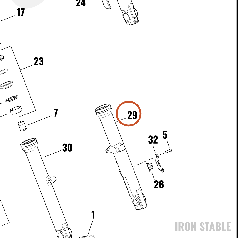 Harley-Davidson Fork Slider, Lh, Std, Buf D, 3