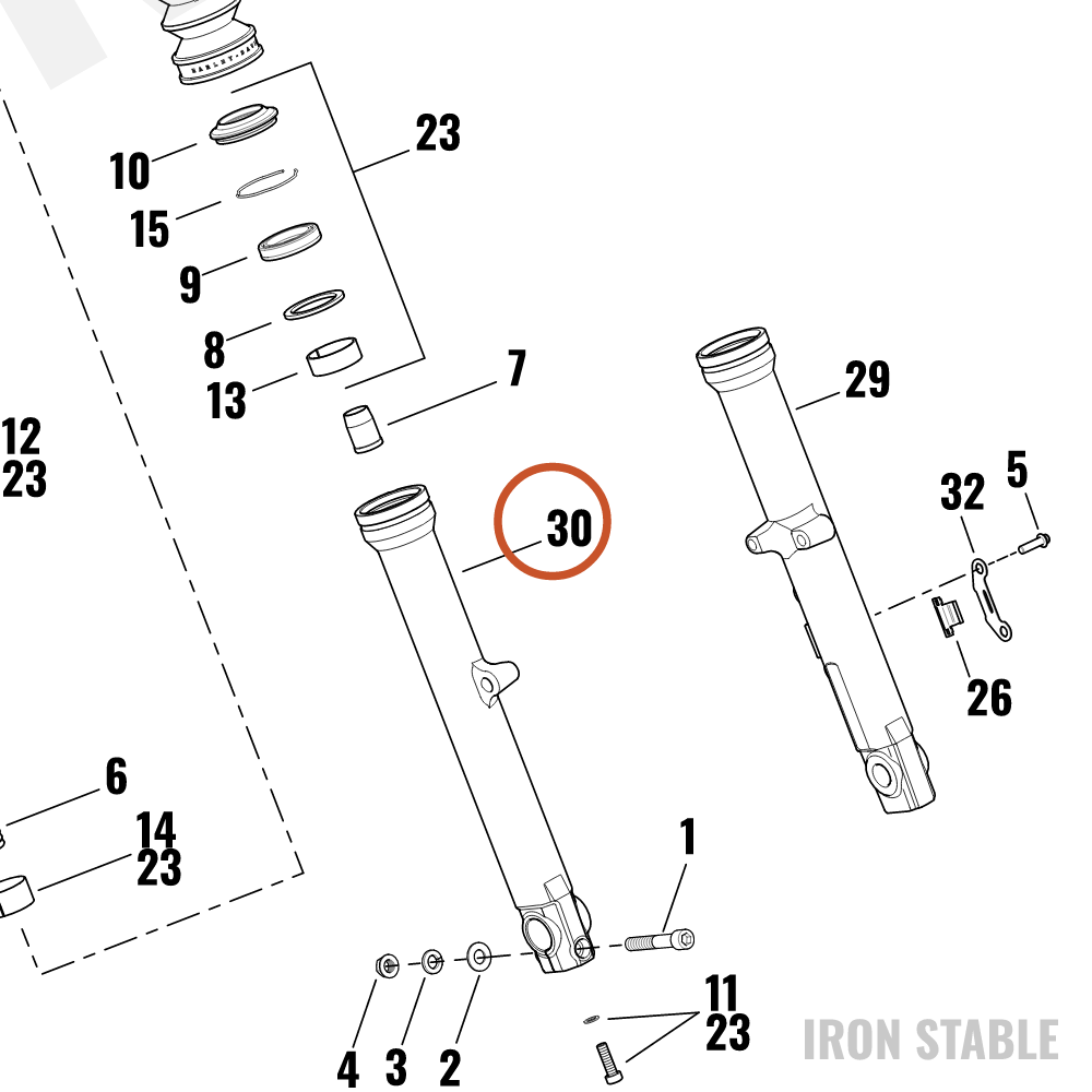 Harley-Davidson Fork Slider, Rh, Std, Buf D, 3