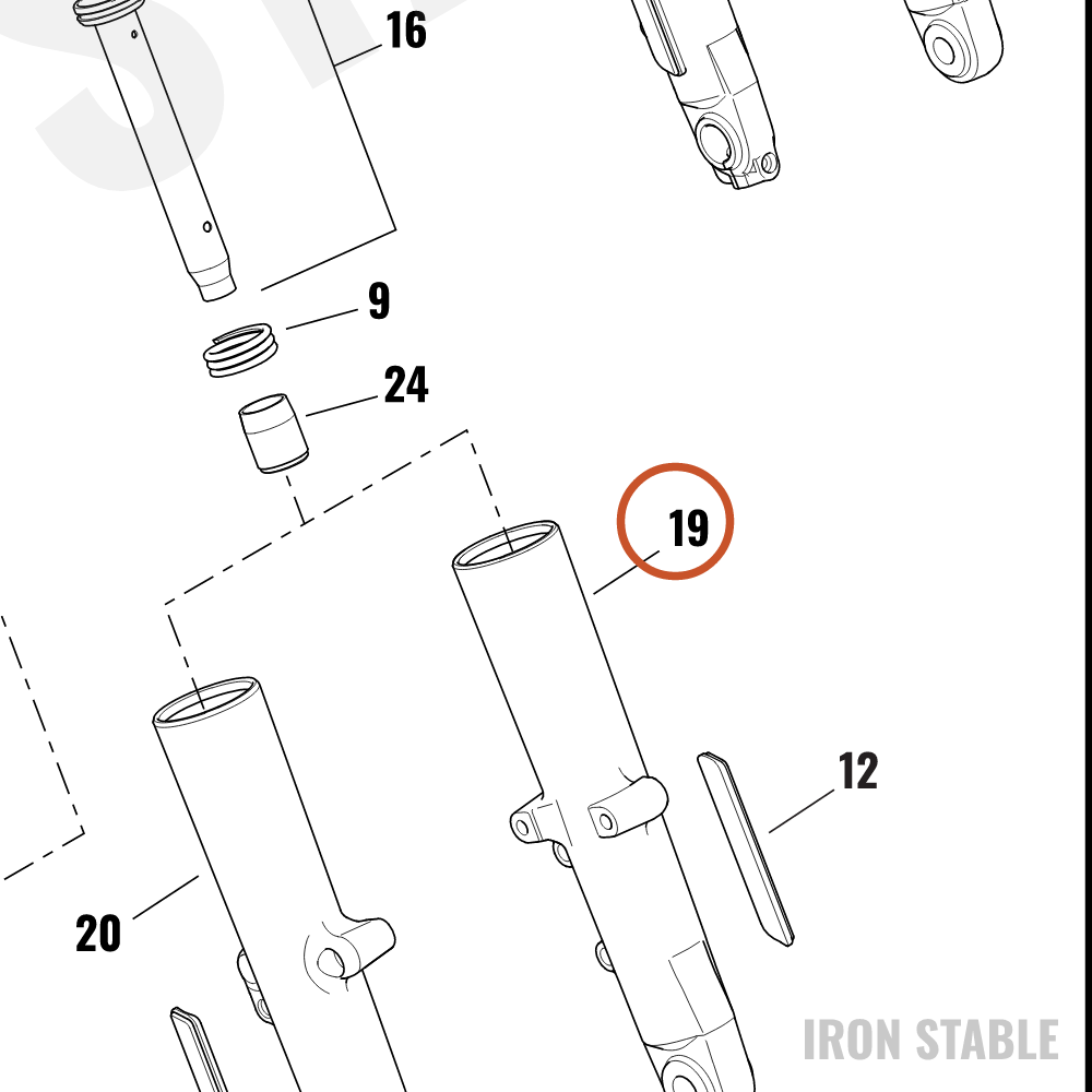Harley-Davidson Forkslider, Std, Lh, Clr, 49mm