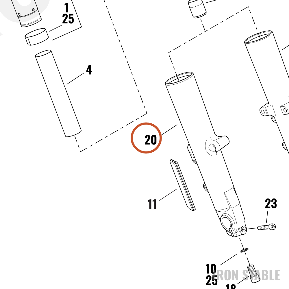 Harley-Davidson Forkslider, Std, Rh, Polish, Clr, 4