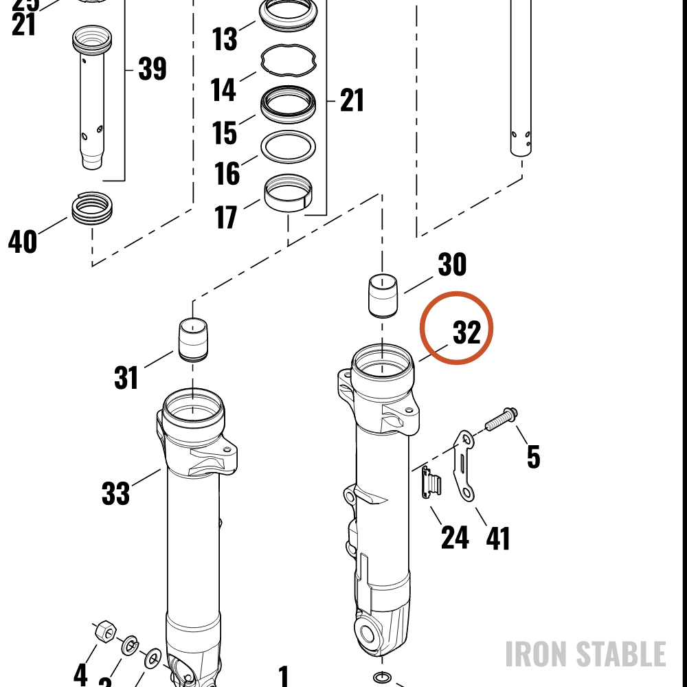 Harley-Davidson Fork Slider, Std, Lh, Buf, Blk, 49m