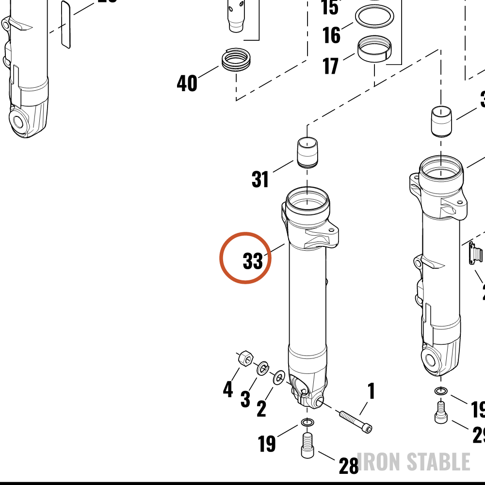 Harley-Davidson Fork Slider, Std, Rh, Buf, Blk, 49m