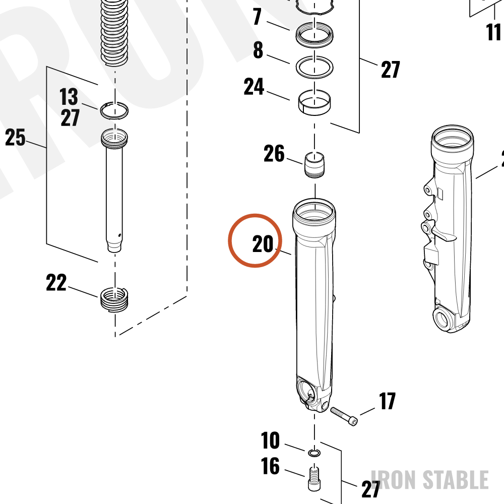 Harley-Davidson Slider, Fr Tlscp Fork, Rh, Buffed