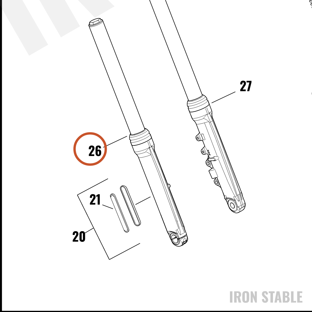 Harley-Davidson Fork Assembly, Std, Rh, Buffed, Blk, 49m