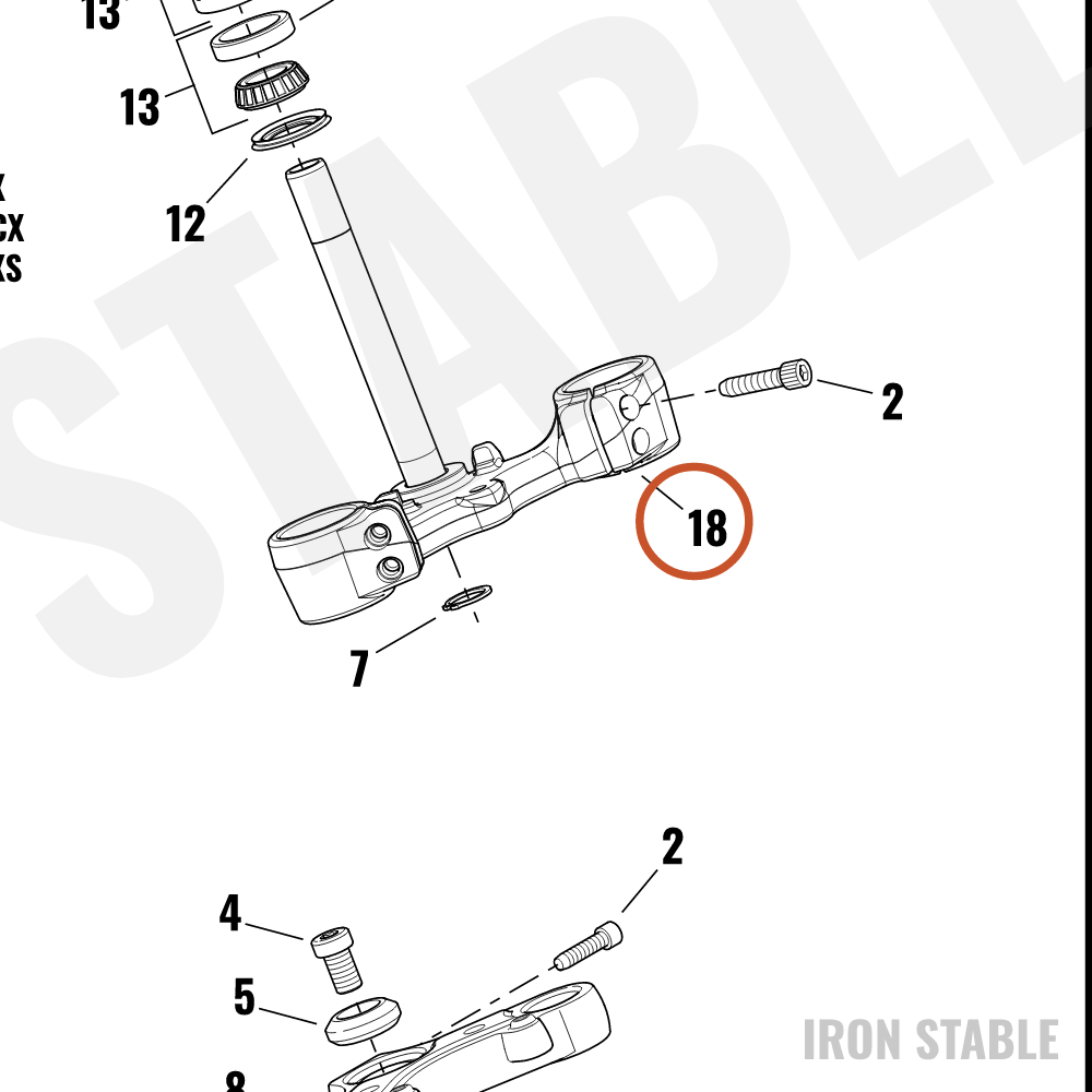 Harley-Davidson Clamp, Lower Tpl, Assembly, W/Stem, Blk