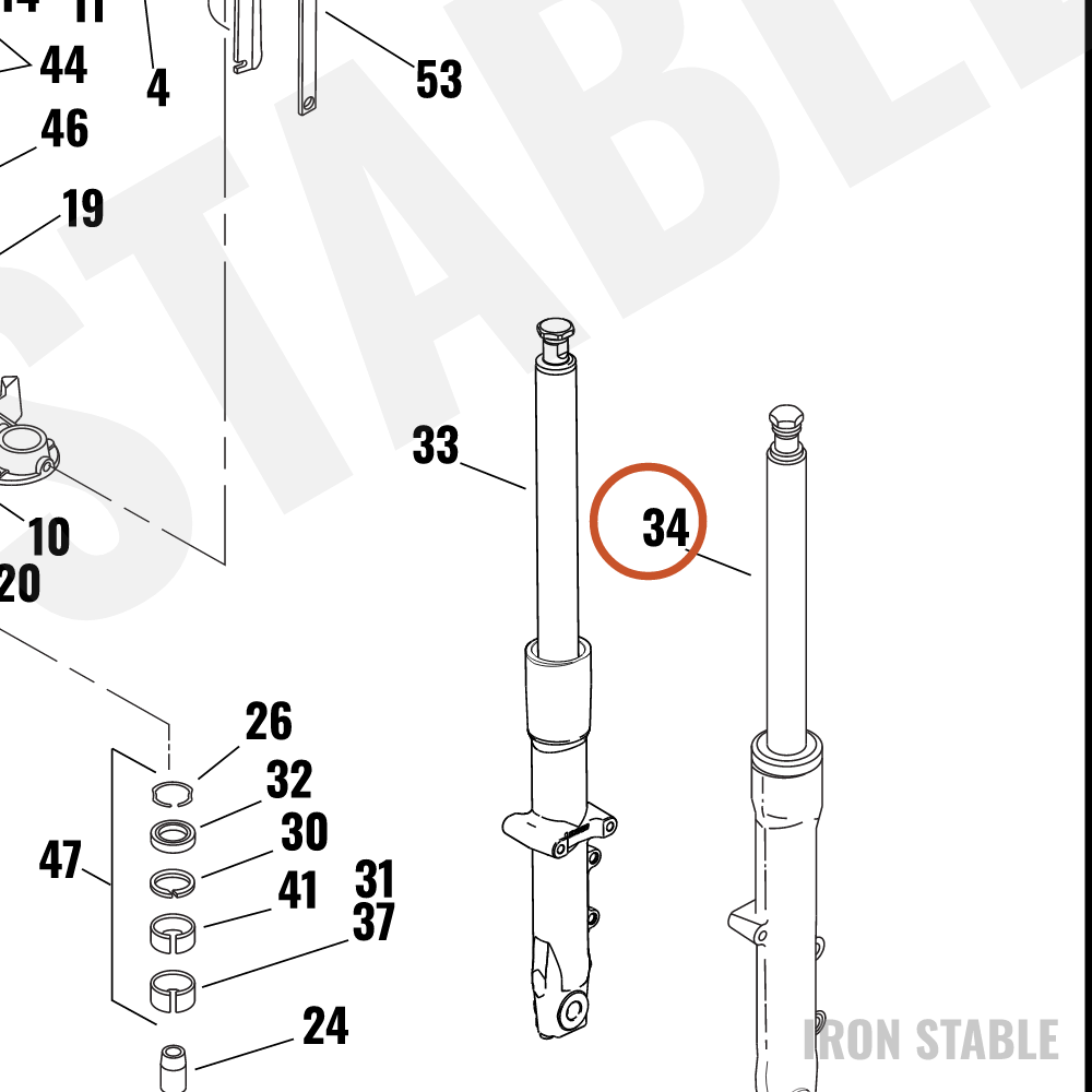 Harley-Davidson Fork Assembly, Lh