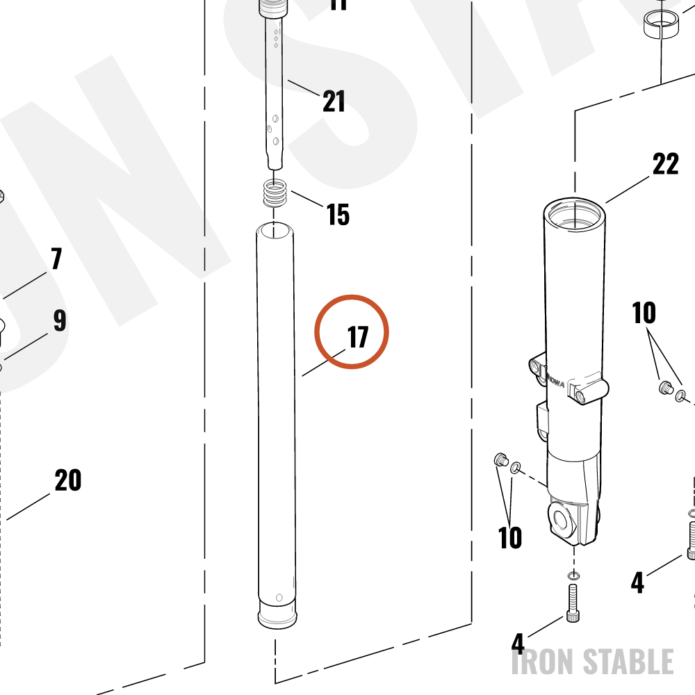 Harley-Davidson Stanchion Tube Assembly.