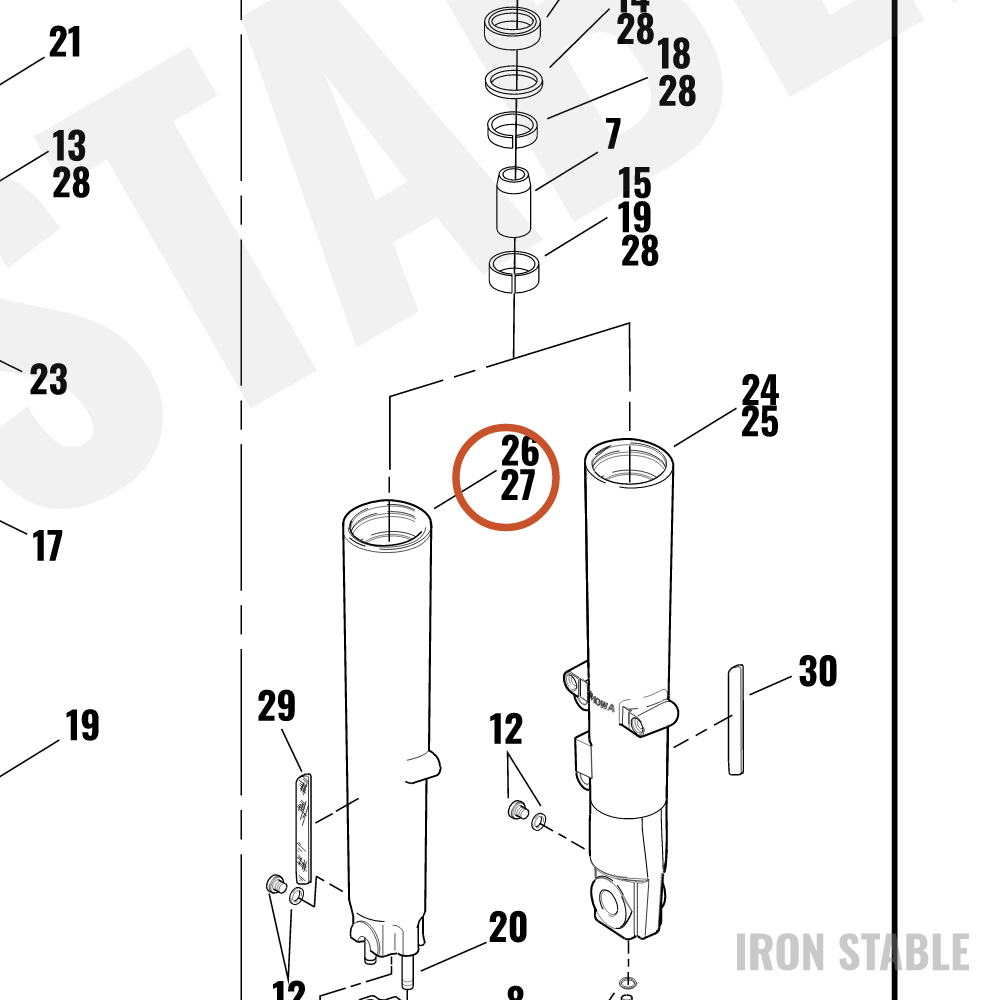 Harley-Davidson Fork Assembly, Rh/Front