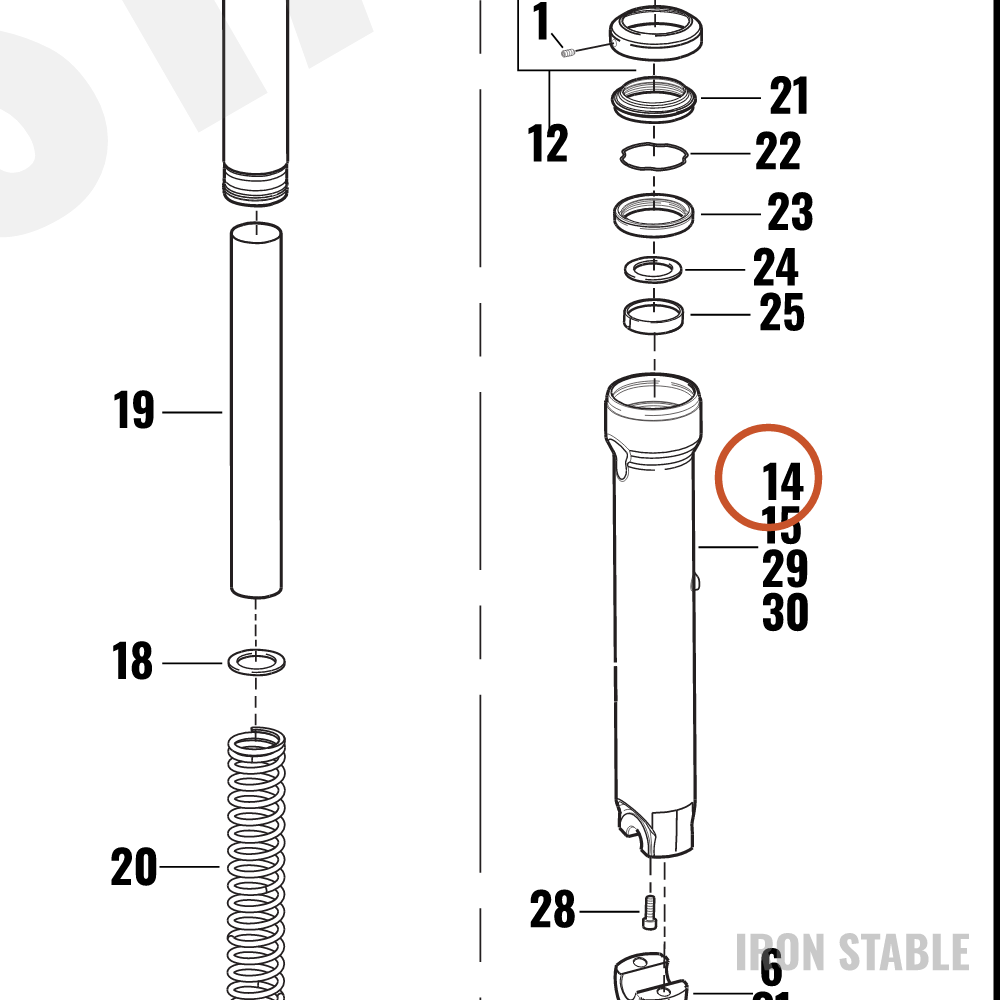 Harley-Davidson Slider, Front Fork, Rh