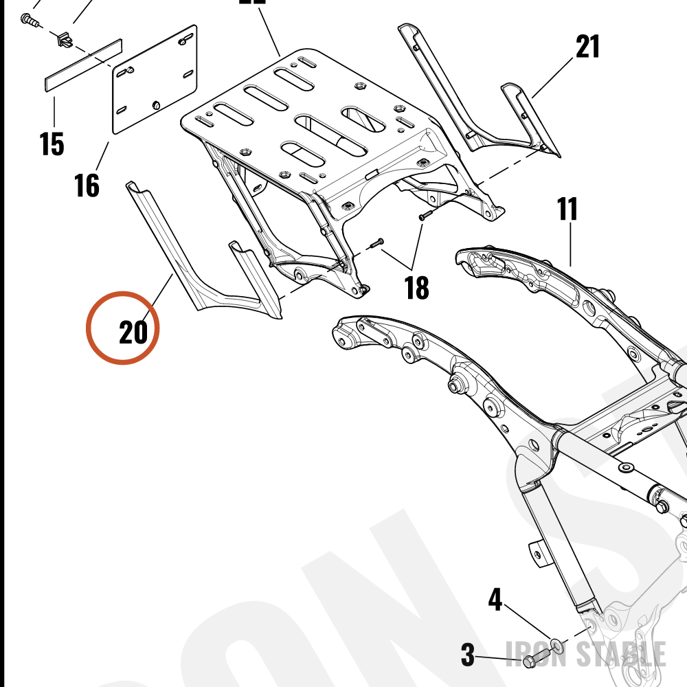 Harley-Davidson Cover, Frm, T-Pak Sprt, Rh, Gblk