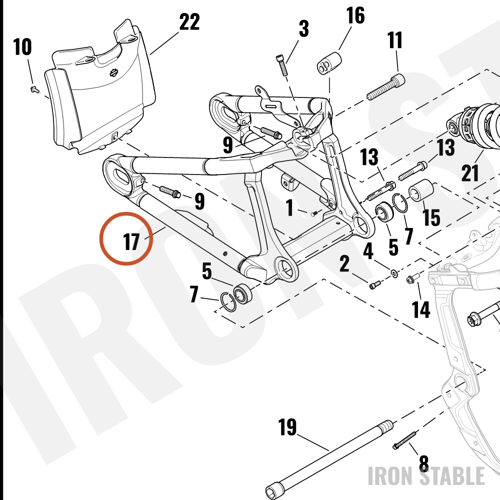 Harley-Davidson Swingarm, Assembly, Pntd, Wide, W/Brgs