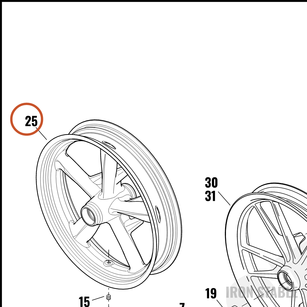 Harley-Davidson Whl, Fr, 5spk, Blk, 18x3.5