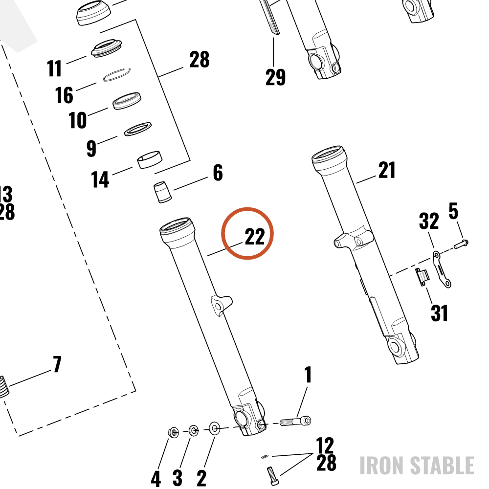 Harley-Davidson Fork Slider, Rh
