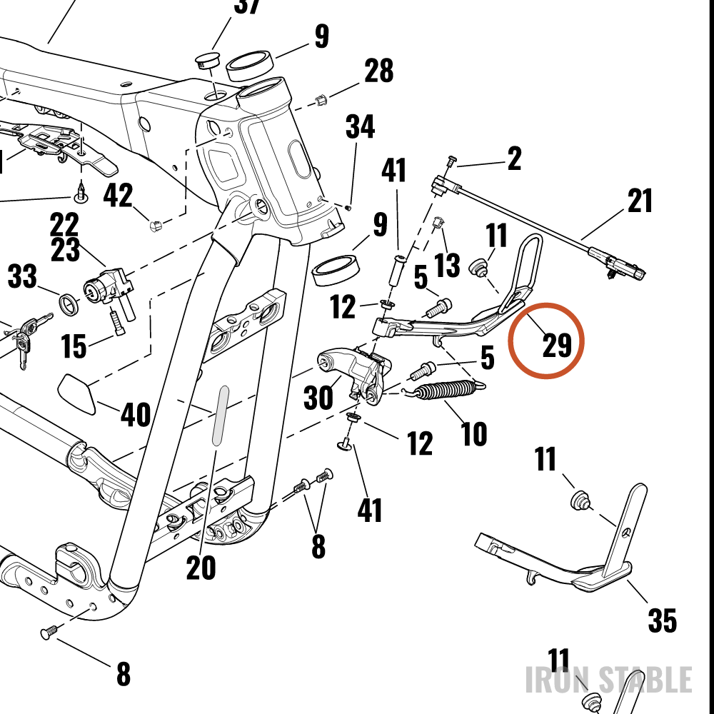 Harley-Davidson Leg, S-Stnd, Assembly, Wide, Blk