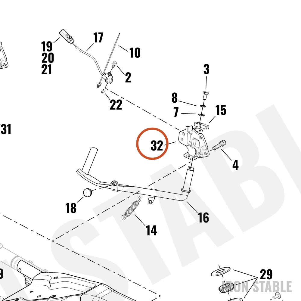 Harley-Davidson Bracket, S-Stnd, Chrome