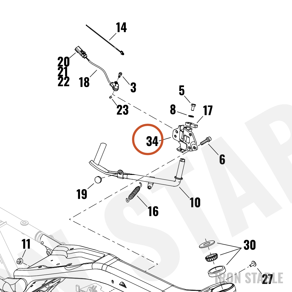 Harley-Davidson Bracket, S-Stnd, Blk