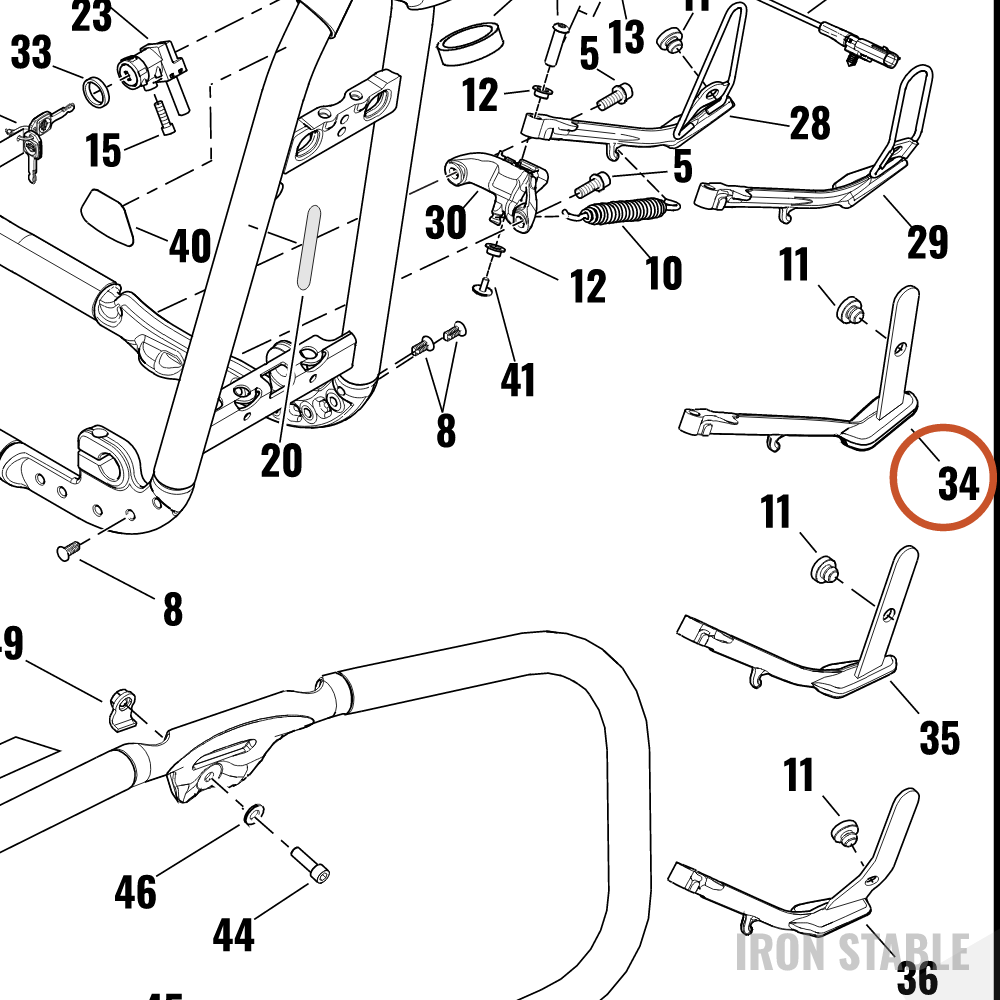 Harley-Davidson Leg, S-Stnd, Assembly, Tall, Blk