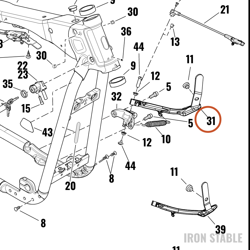 Harley-Davidson Leg, S-Stnd, Assembly, Wide, Blk