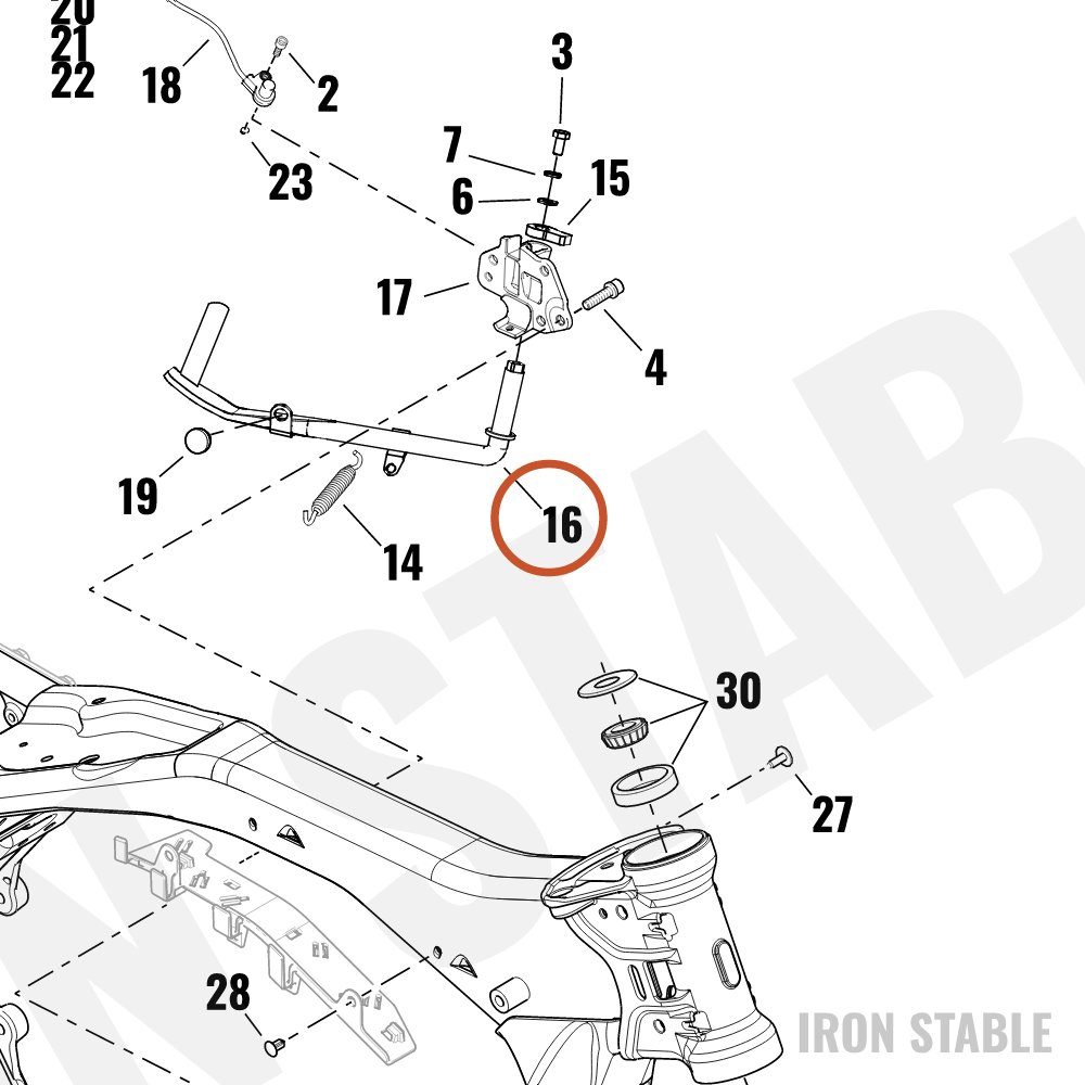 Harley-Davidson Leg, S-Stand, Weldment, Chrome
