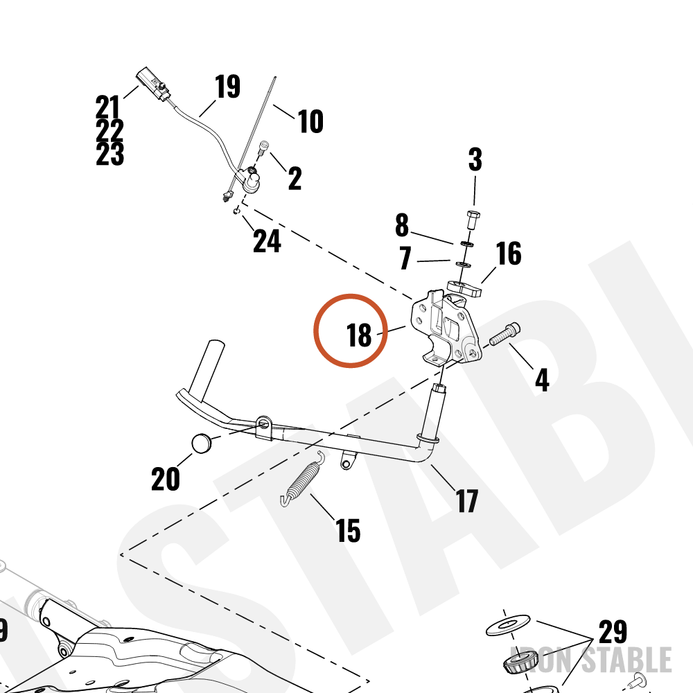 Harley-Davidson Bracket, Jfystnd/Chrome