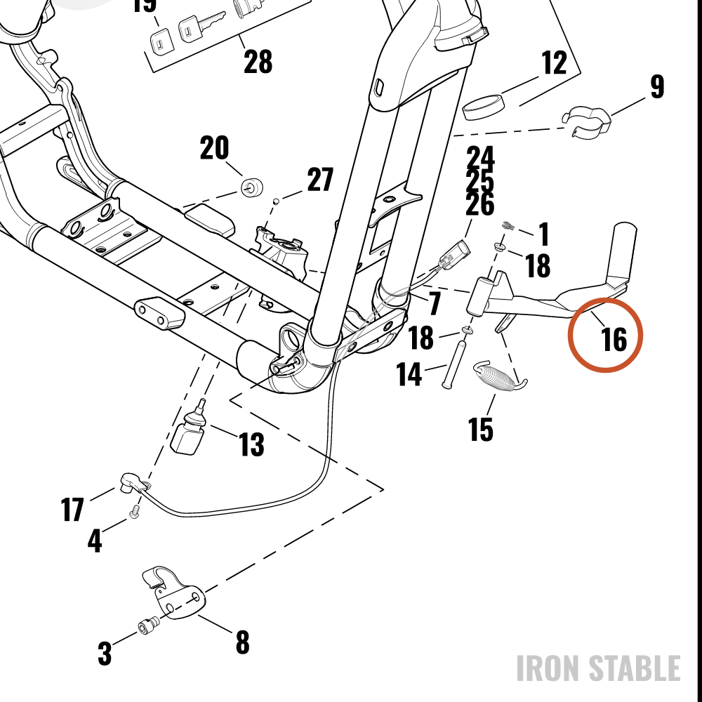 Harley-Davidson Leg Assembly, Jfystnd/Pntd