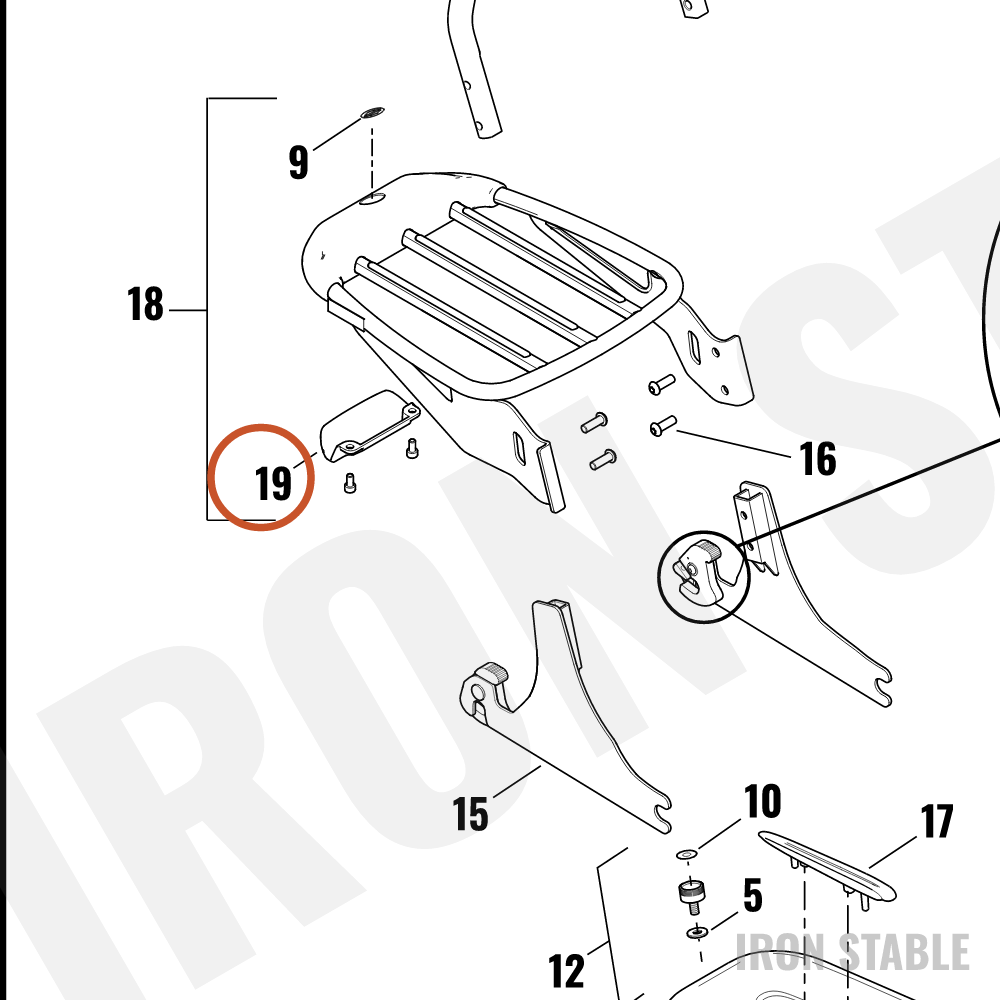 Harley-Davidson Light Filler, Luggage Rack, Chrome
