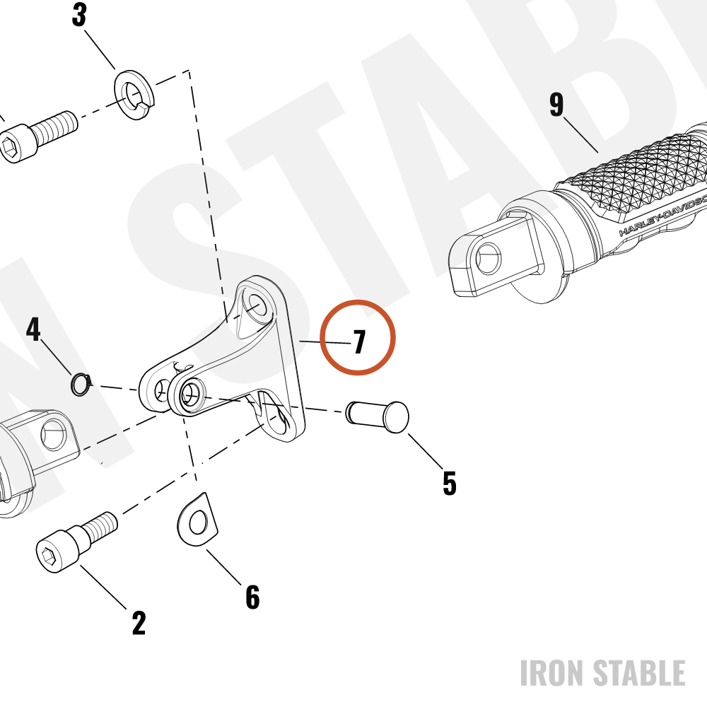Harley-Davidson Bracket, Footpeg Mt, Psngr, Chrome