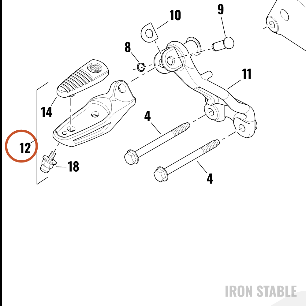 Harley-Davidson Footpeg, Rdr, Assembly, Rh