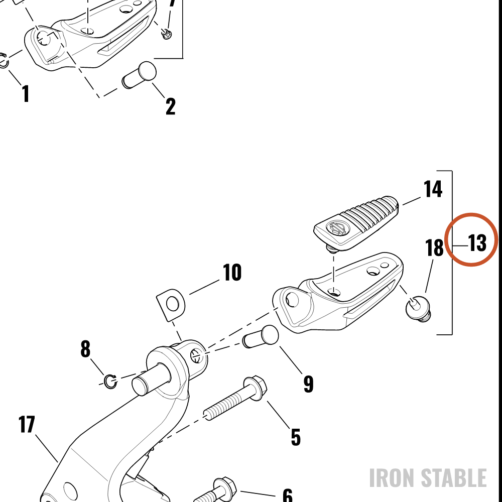 Harley-Davidson Footpeg, Rdr, Assembly, Lh